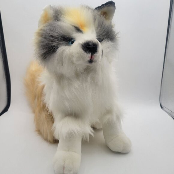 Ross Wilmoth Vintage 1987 CUDDLE CAT Plush Calico Cat Large Blue Eyes Realistic - Picture 1 of 9